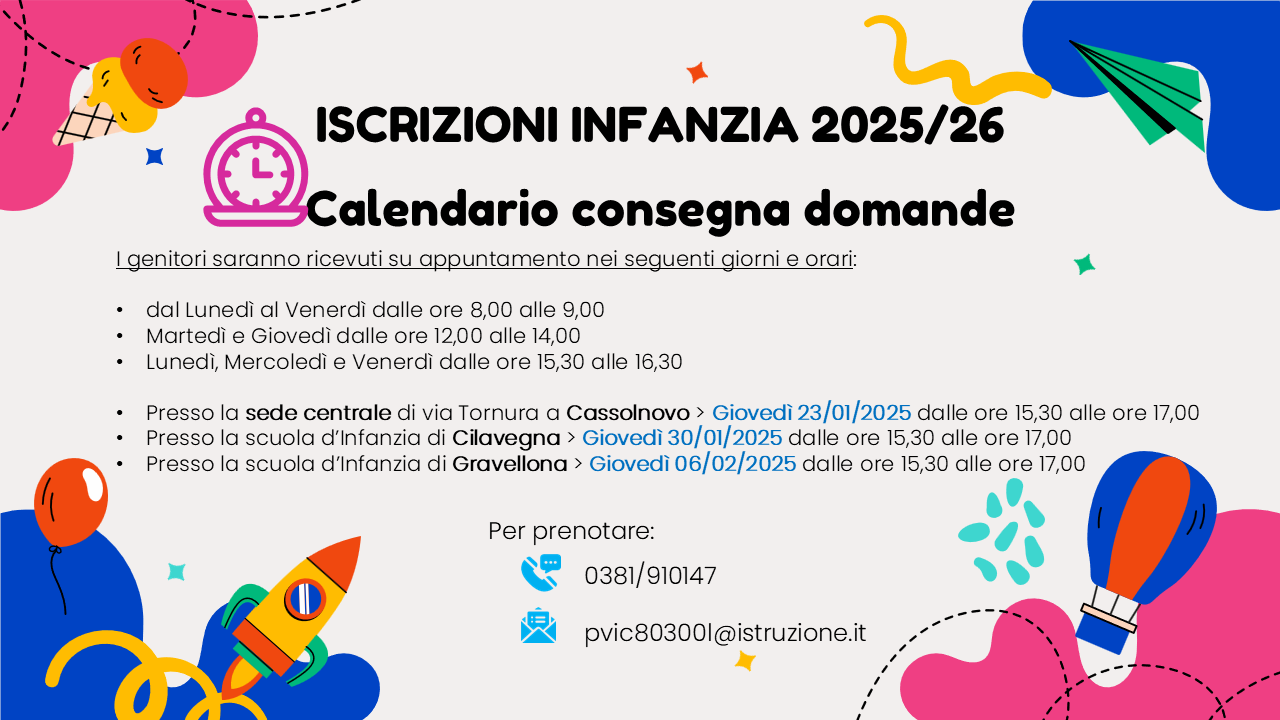 ISCRIZIONI INFANZIA 202526 Calendario consegna domande