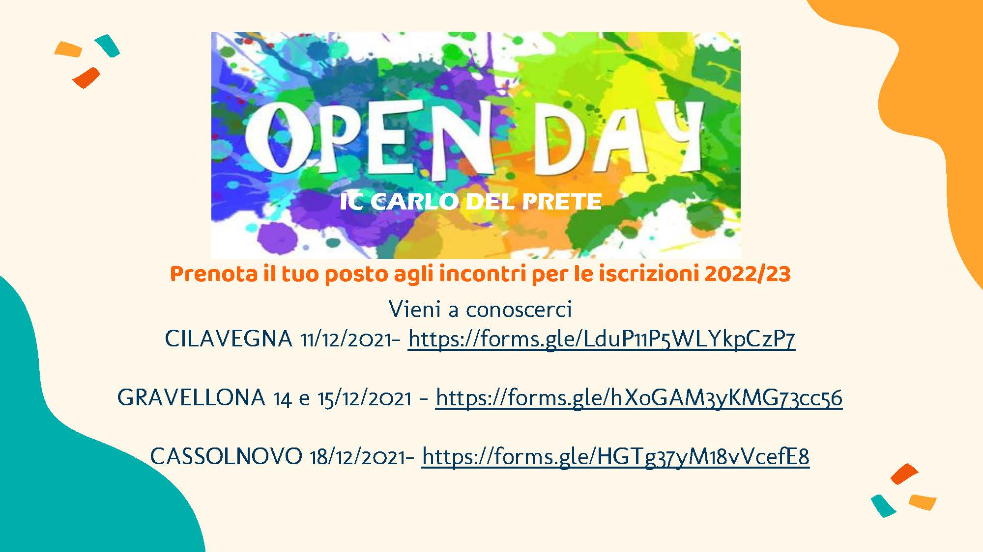 Locandina Open days
