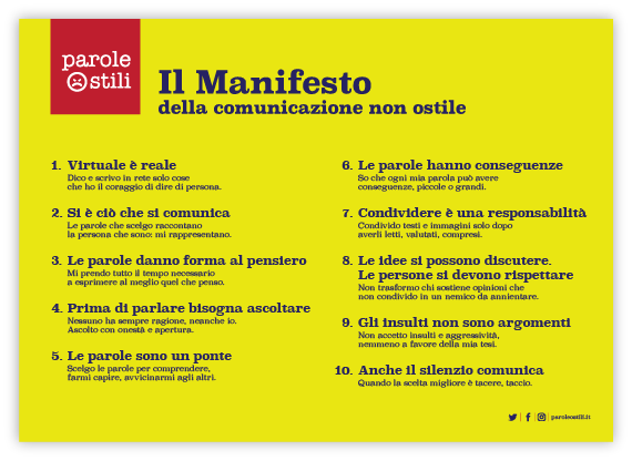 manifesto parole ostili